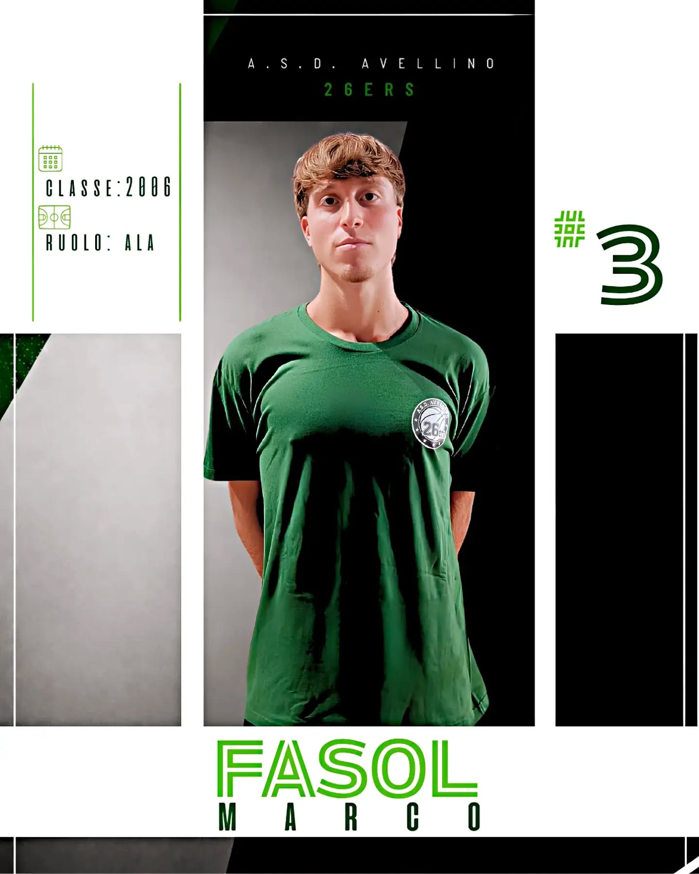 Marco Fasol nella grafica ufficiale del club